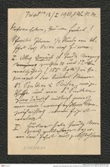 Nachlass Franz Steindachner, Brief von Brink an Franz Steindachner (12.01.1903), Inv.Nr. 57.01, Seite 1